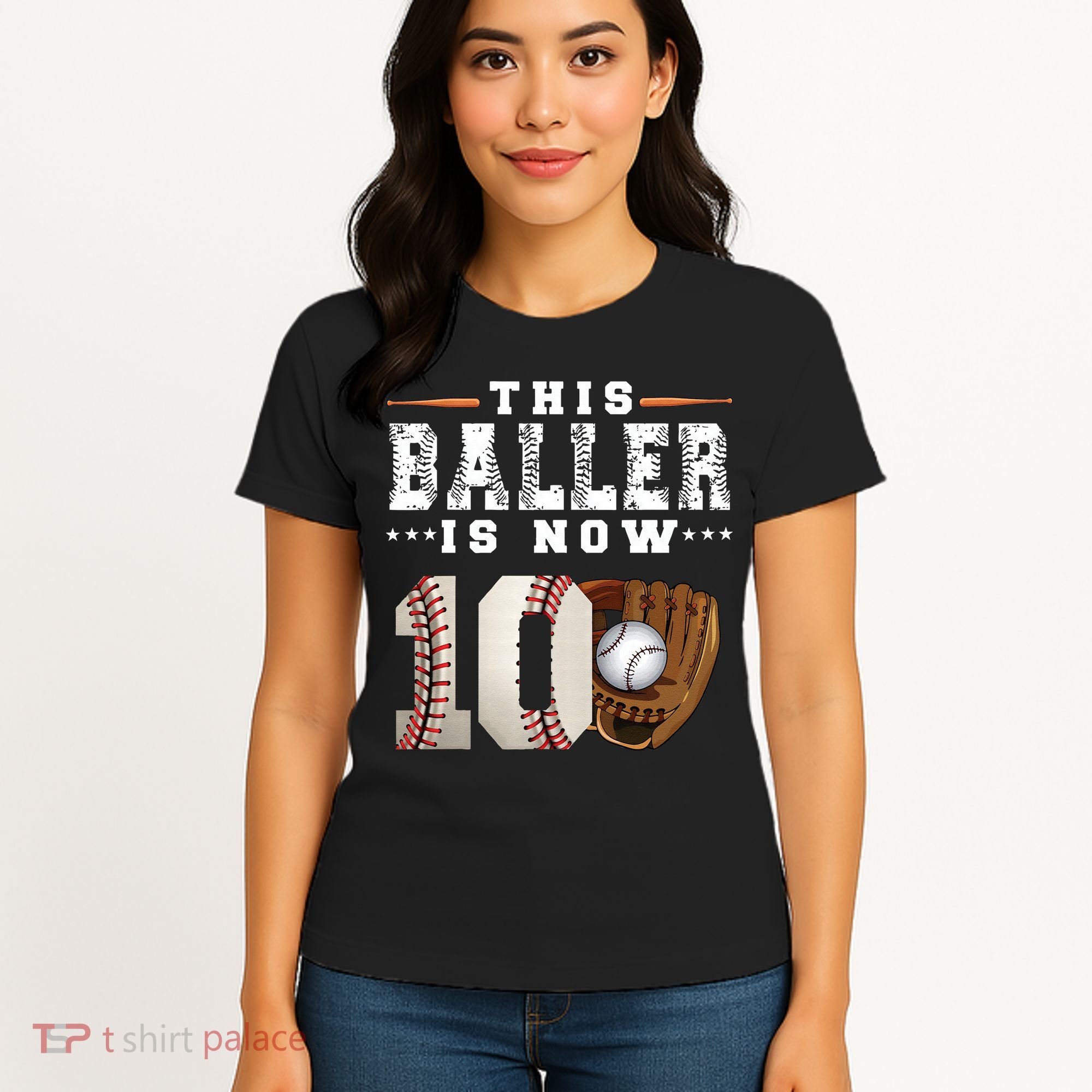 10 Years This Baller Is Now 10 Baseball 10th Birthday Women's T-Shirt