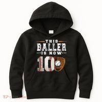 10 Years This Baller Is Now 10 Baseball 10th Birthday Kids Hoodie thumb 0