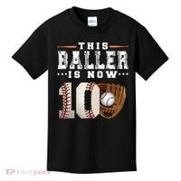 10 Years This Baller Is Now 10 Baseball 10th Birthday Kids T-Shirt thumb 0