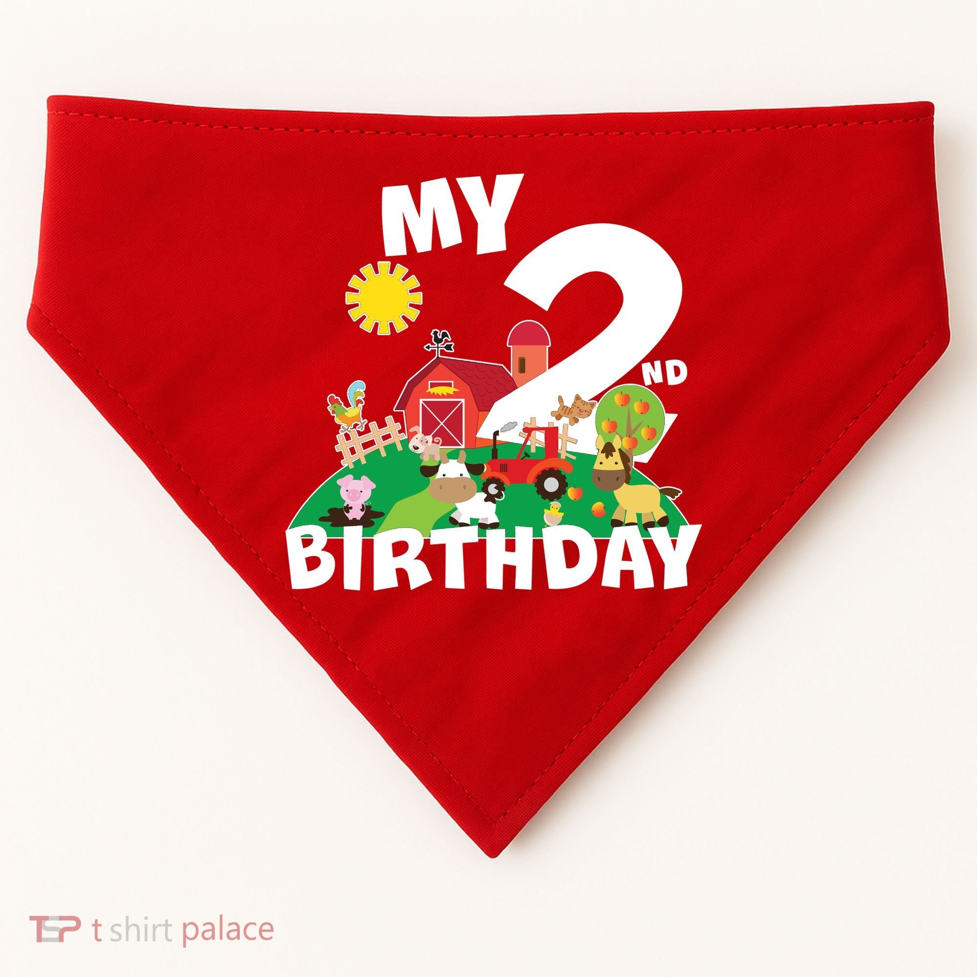 2 Year Old Farm My 2nd Birthday USA-Made Doggie Bandana