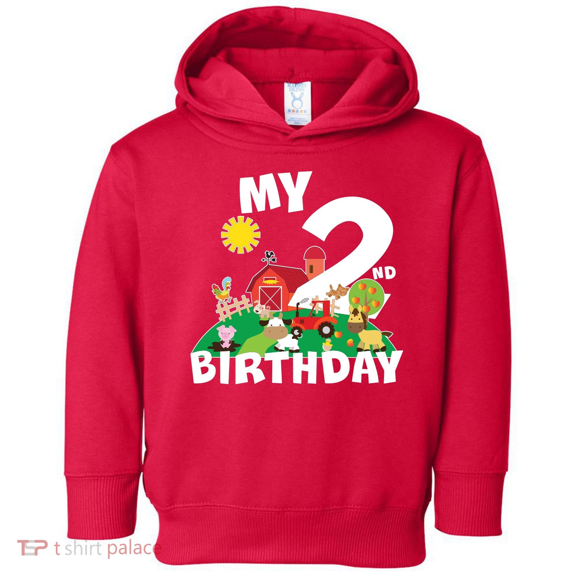 2 Year Old Farm My 2nd Birthday Toddler Hoodie