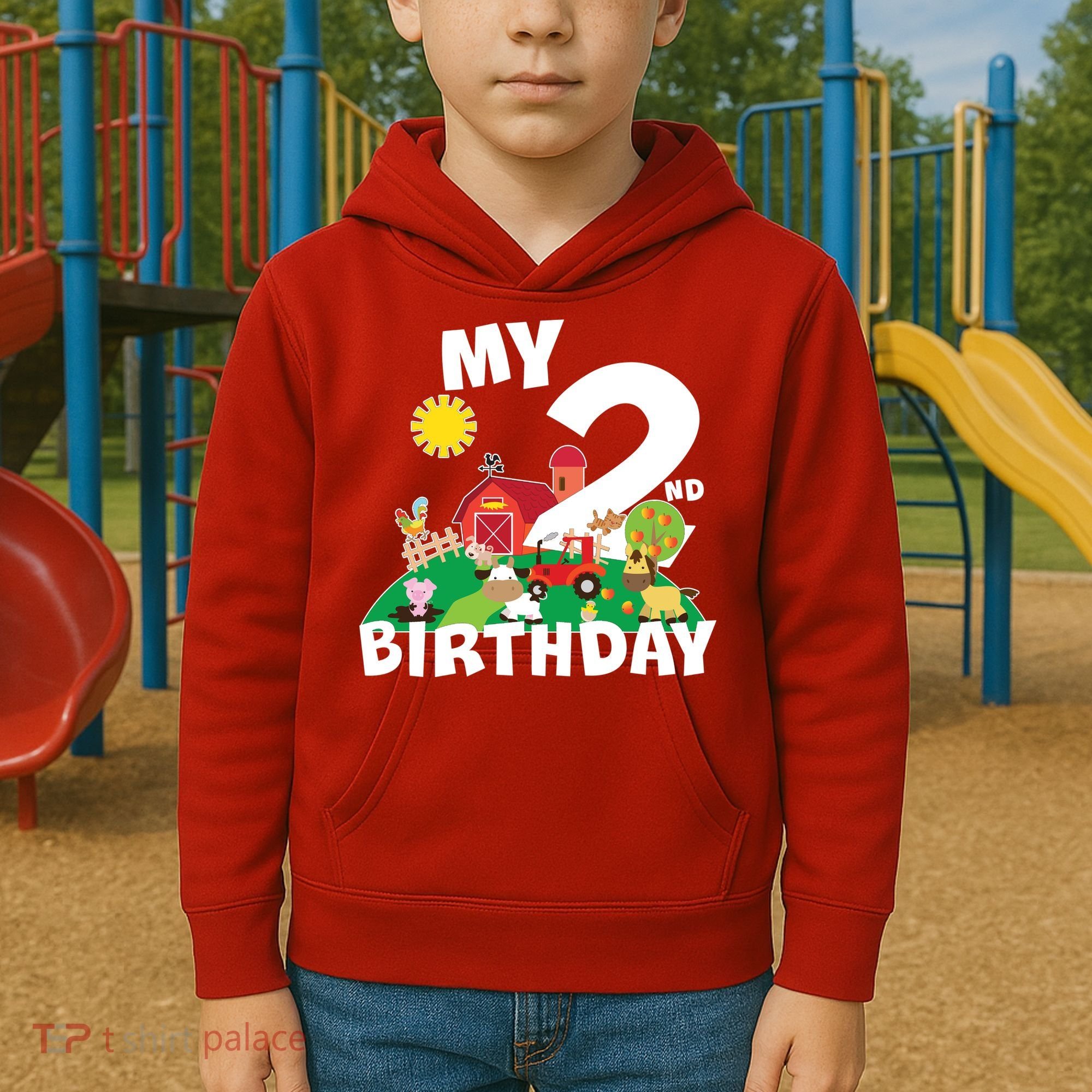 2 Year Old Farm My 2nd Birthday Kids Hoodie