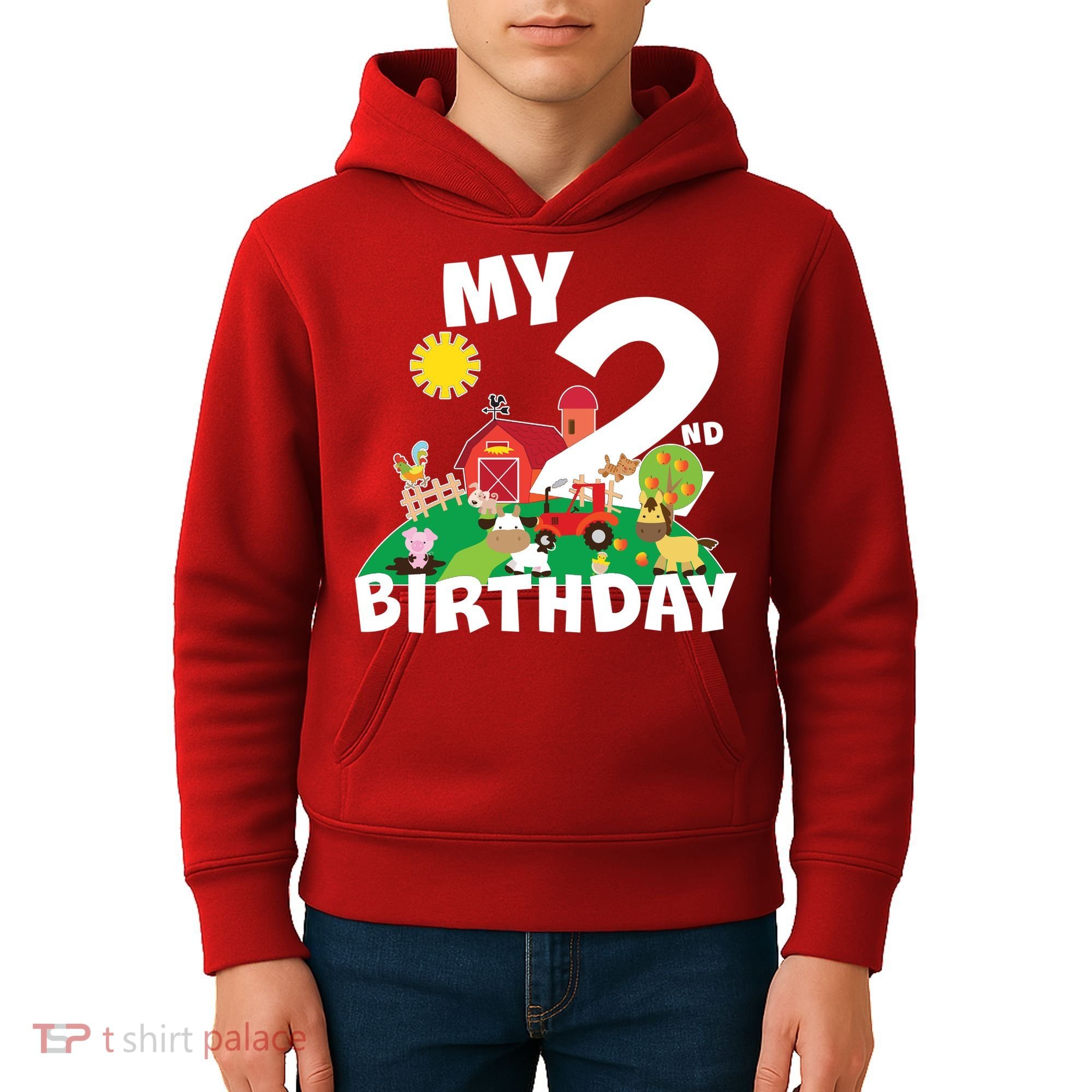 2 Year Old Farm My 2nd Birthday Kids Hoodie