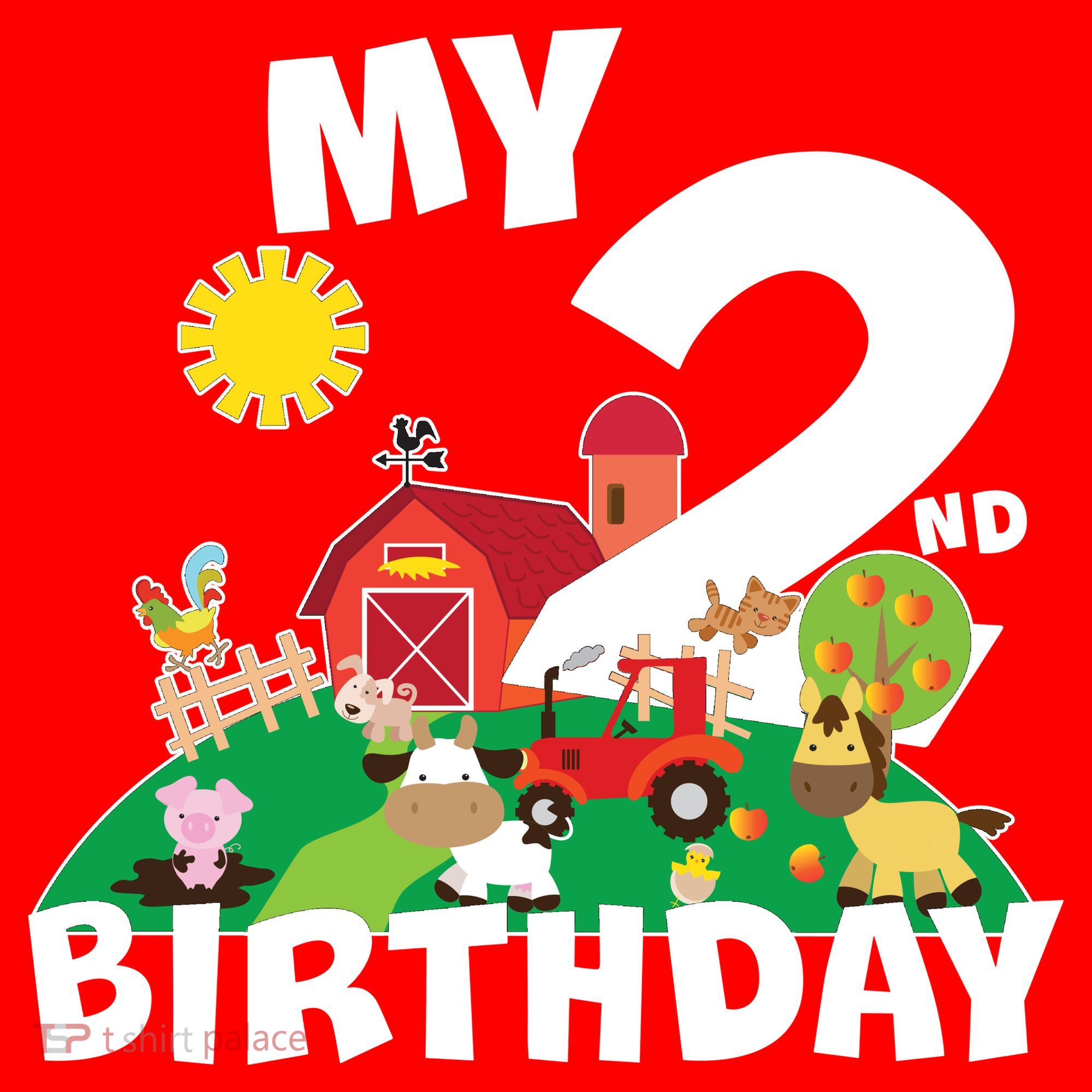 2 Year Old Farm My 2nd Birthday Kids Hoodie
