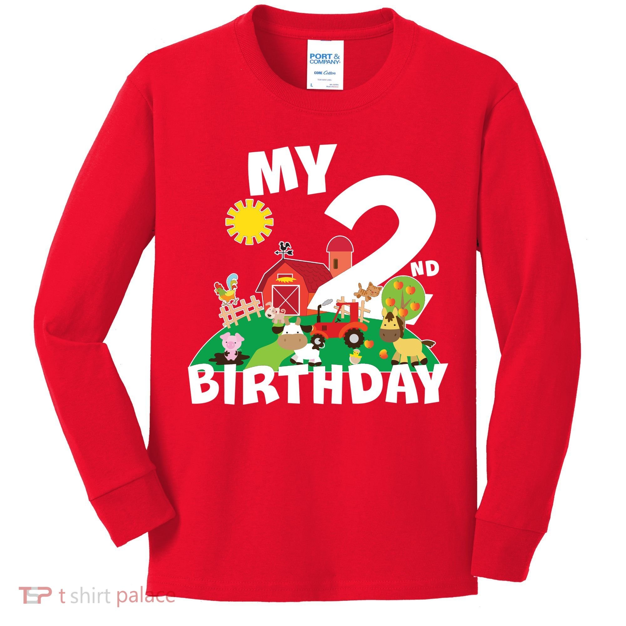 2 Year Old Farm My 2nd Birthday Kids Long Sleeve Shirt