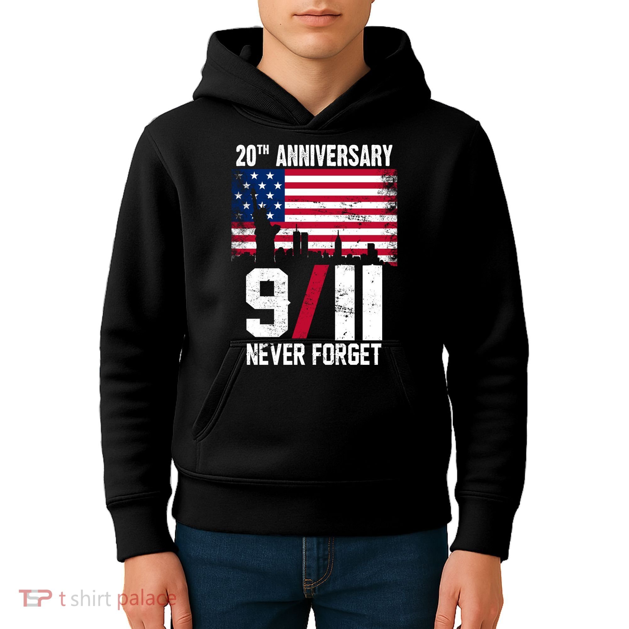 20th Anniversary Never Forget 9/11 September 11th Kids Hoodie