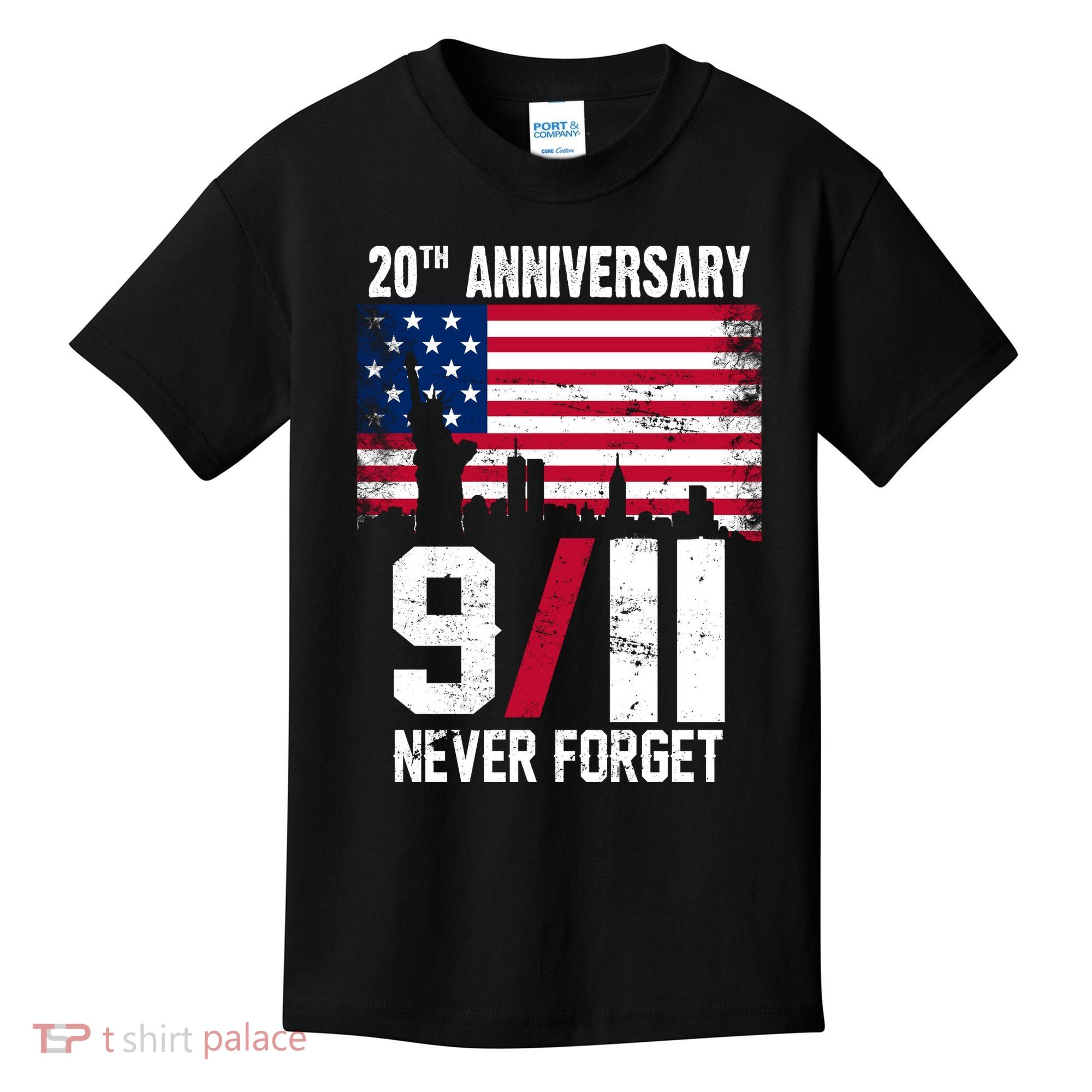 20th Anniversary Never Forget 9/11 September 11th Kids T-Shirt