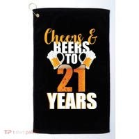 21st Birthday Cheers & Beers To 21 Years Golf Towel thumb 0
