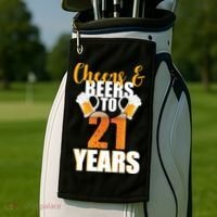 21st Birthday Cheers & Beers To 21 Years Golf Towel thumb 2
