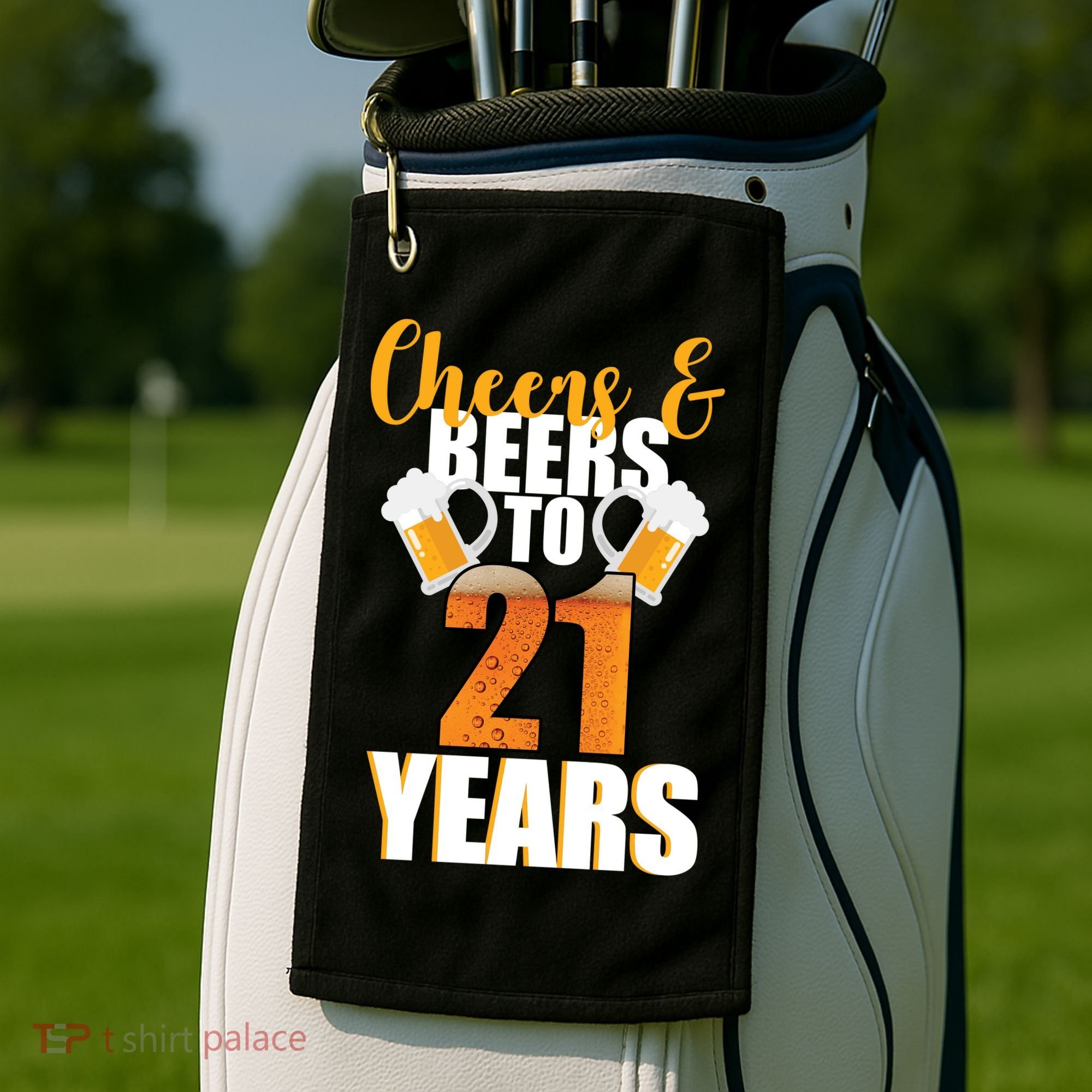 21st Birthday Cheers & Beers To 21 Years Golf Towel