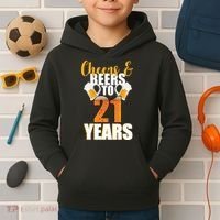 21st Birthday Cheers & Beers To 21 Years Kids Hoodie thumb 2