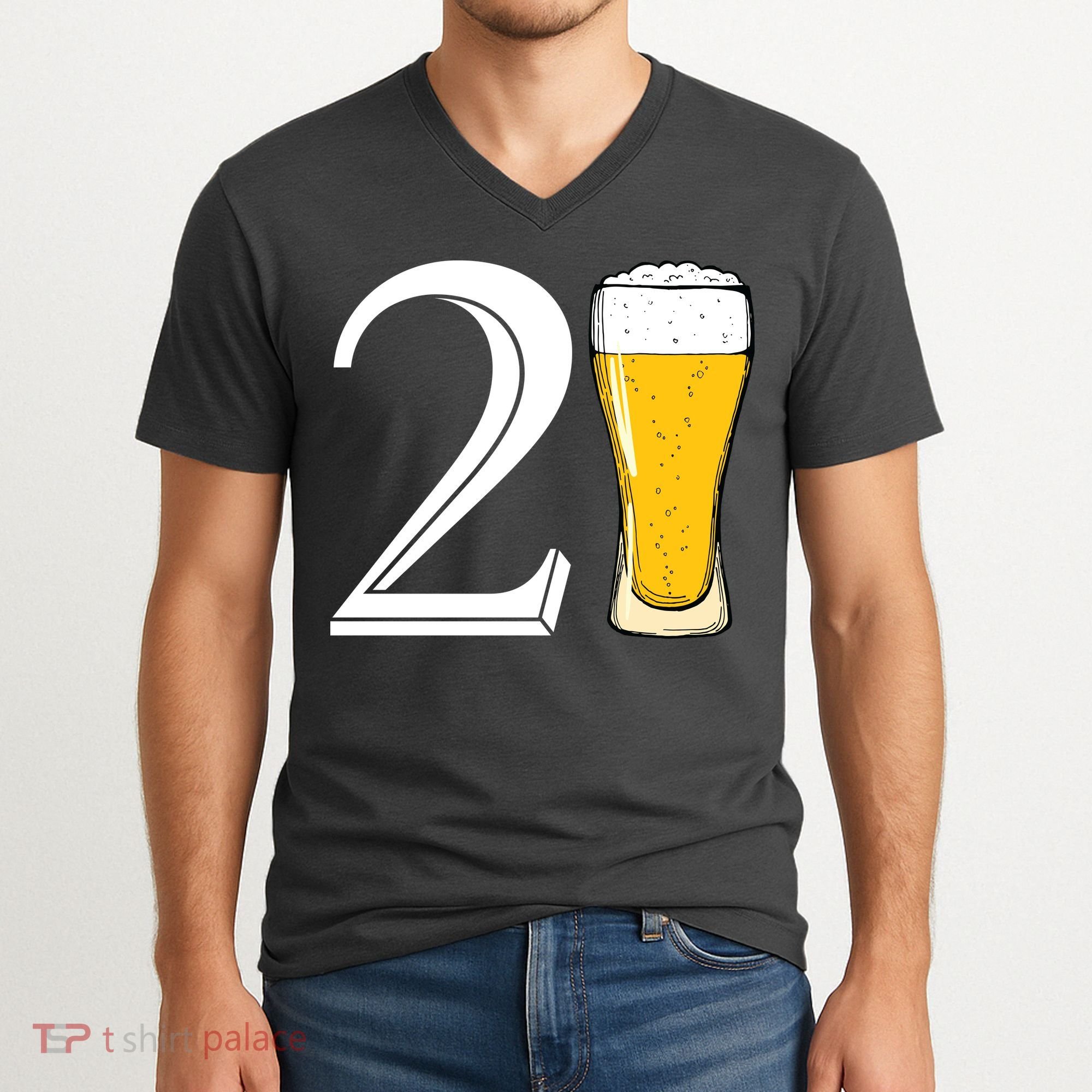 21st Birthday Funny Beer V-Neck T-Shirt