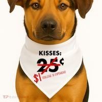 25 Cent Kisses College Is Expensive Retro  USA-Made Doggie Bandana thumb 1