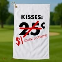 25 Cent Kisses College Is Expensive Retro  Golf Towel thumb 1