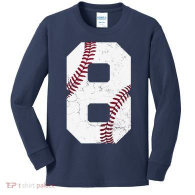 2016 8th Birthday Gift 8 Years Old Baseball Eighth Kids Long Sleeve Shirt