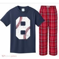 2016 8th Birthday Gift 8 Years Old Baseball Eighth Kids Plaid Pajama Set thumb 0