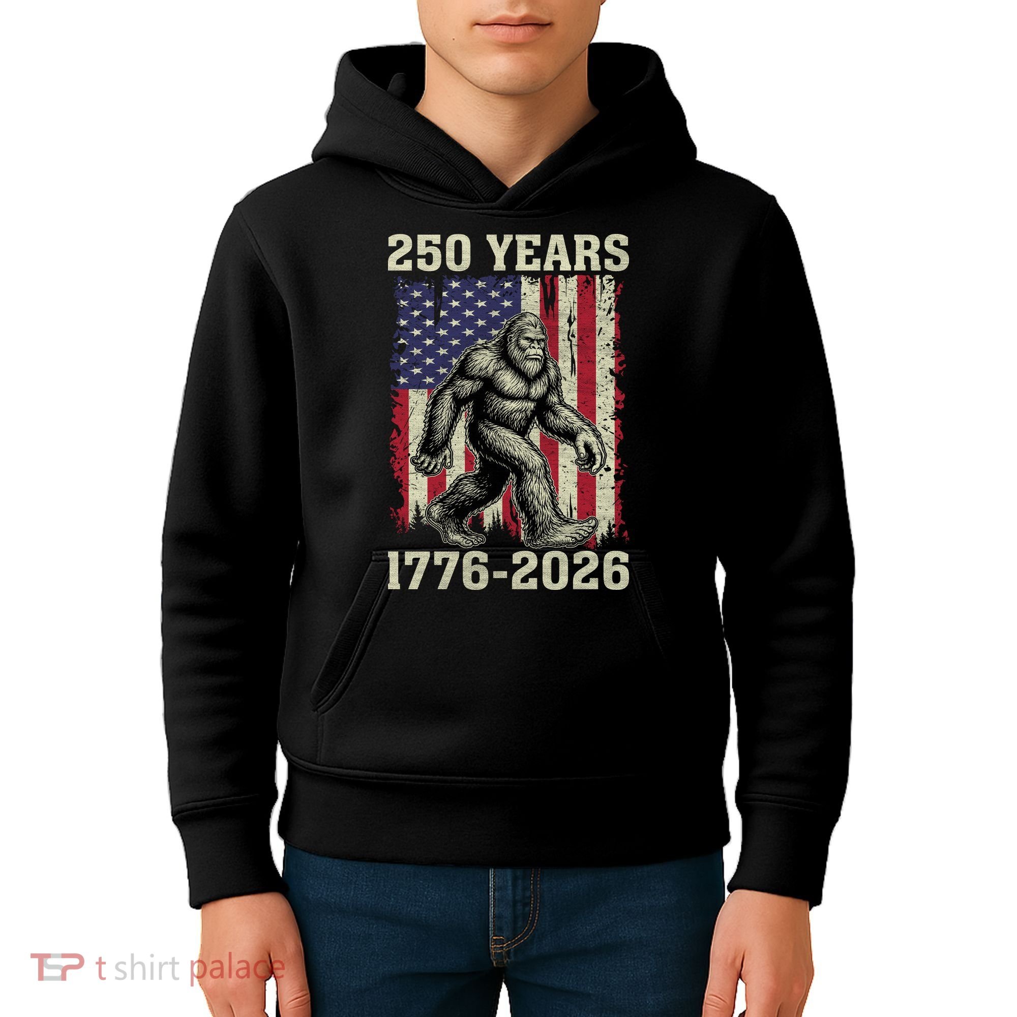 250th Anniversary 1776-2026 Big Foot USA 250 Years Kids Hoodie