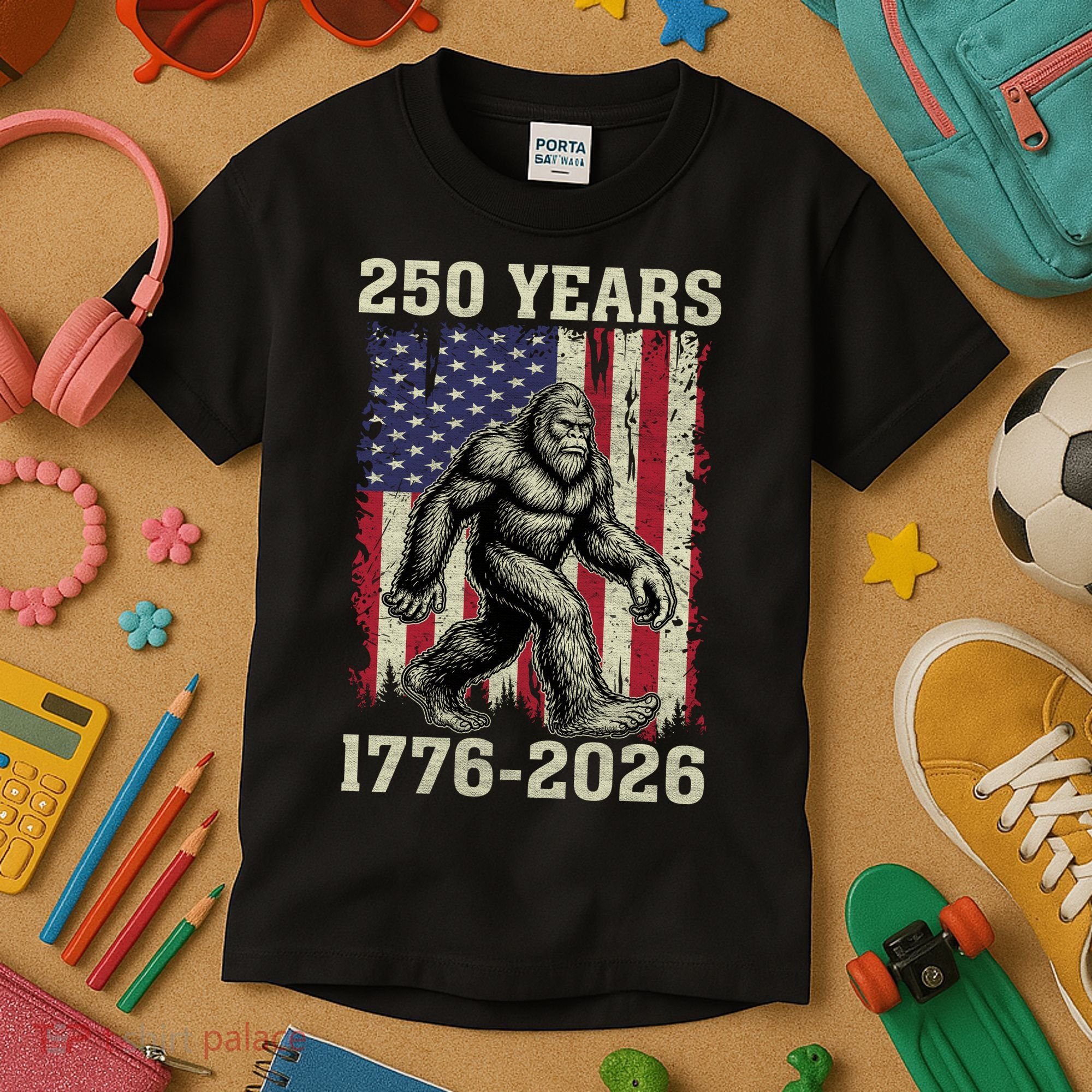 250th Anniversary 1776-2026 Big Foot USA 250 Years Kids T-Shirt