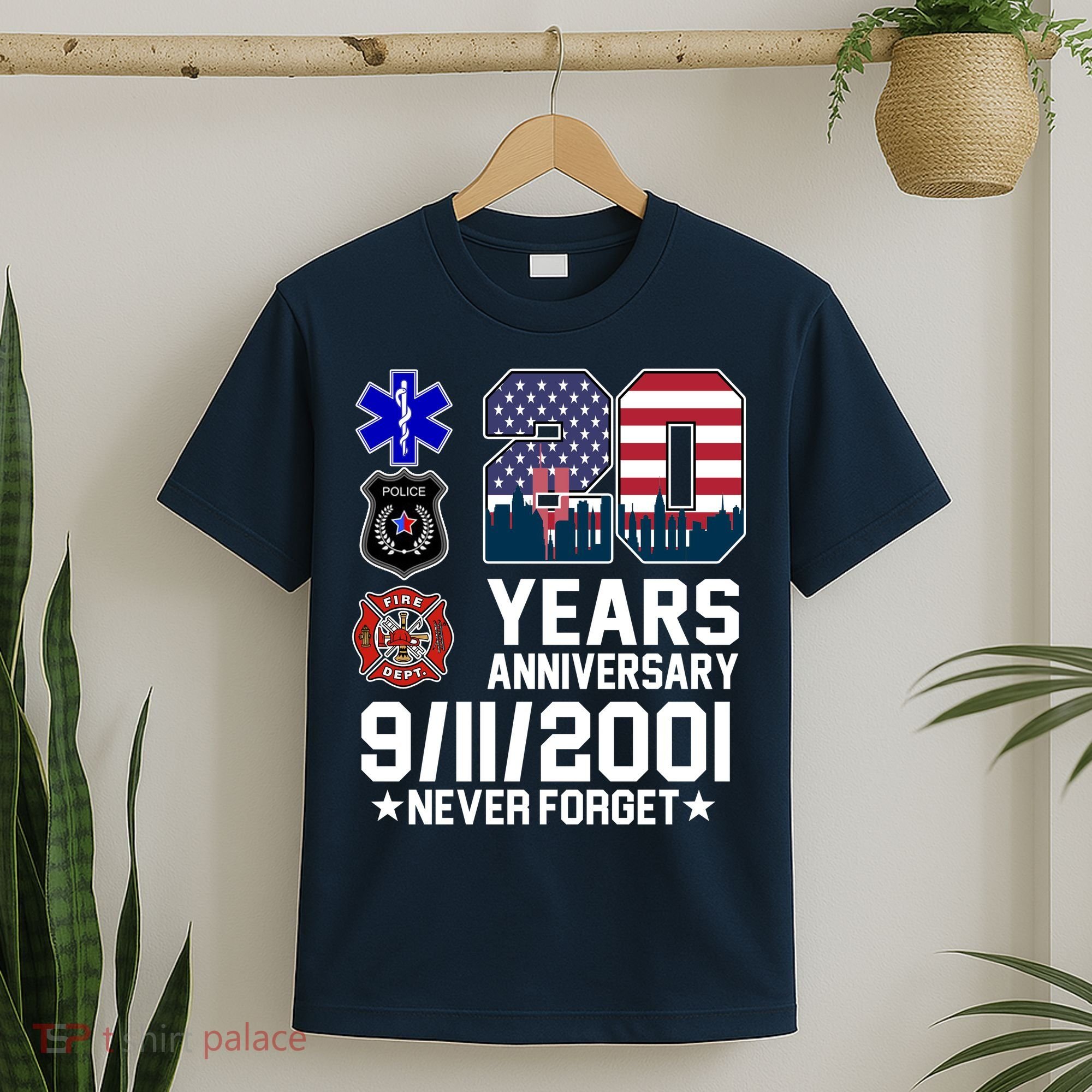 20th Anniversary 9/11/2001 Never Forget 911 T-Shirt
