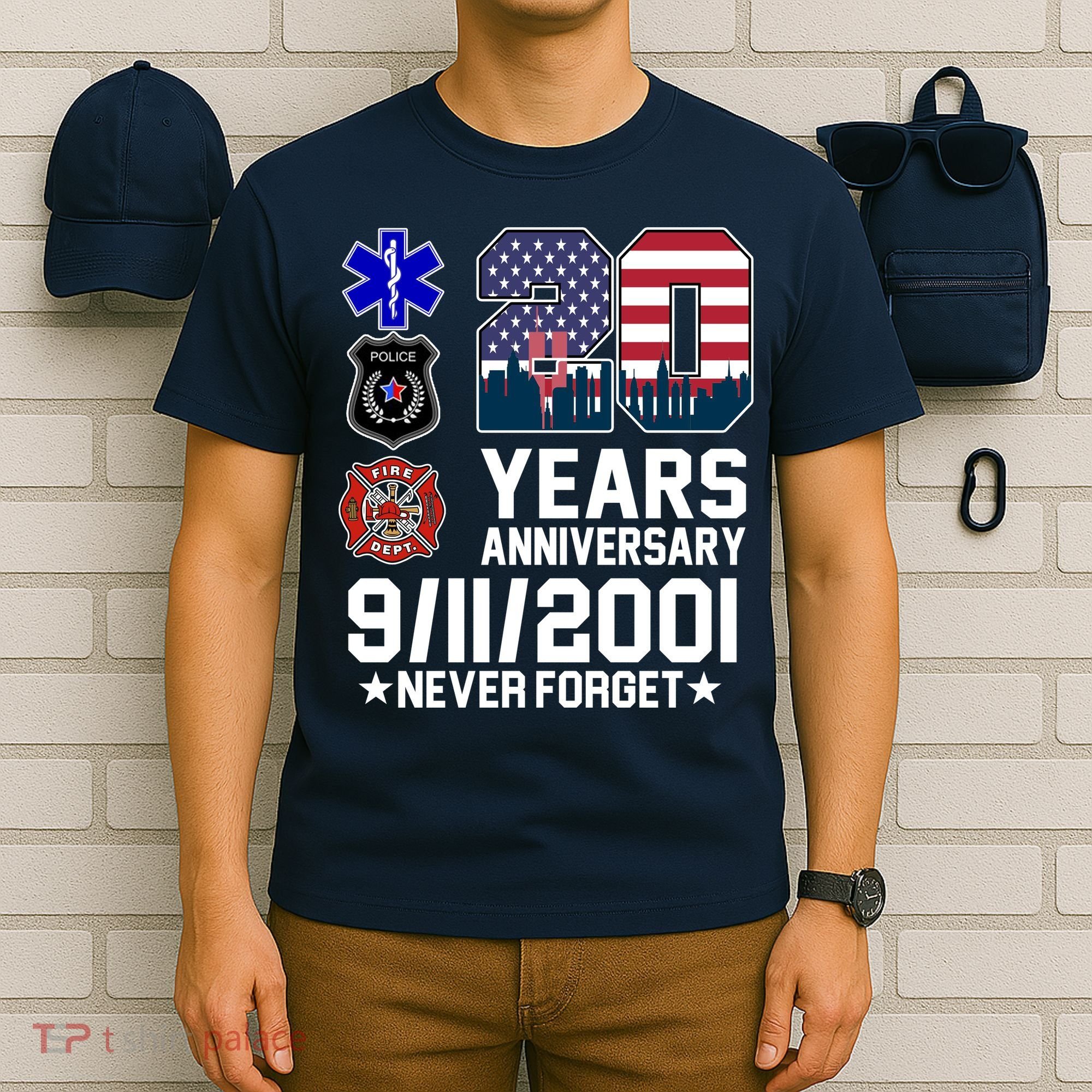 20th Anniversary 9/11/2001 Never Forget 911 T-Shirt