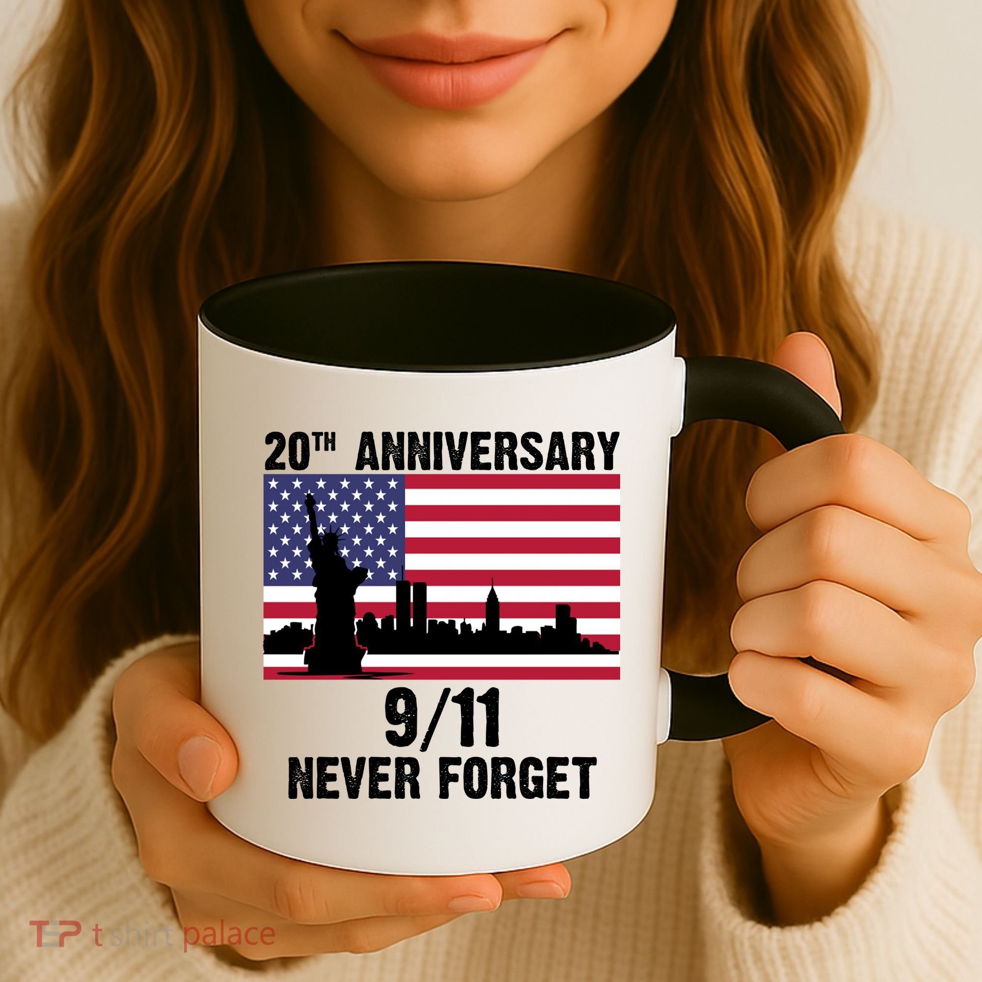 20th Anniversary 9/11 Tribute Never Forget US Flag New York Coffee Mug