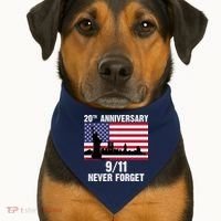 20th Anniversary 9/11 Tribute Never Forget US Flag New York USA-Made Doggie Bandana thumb 1