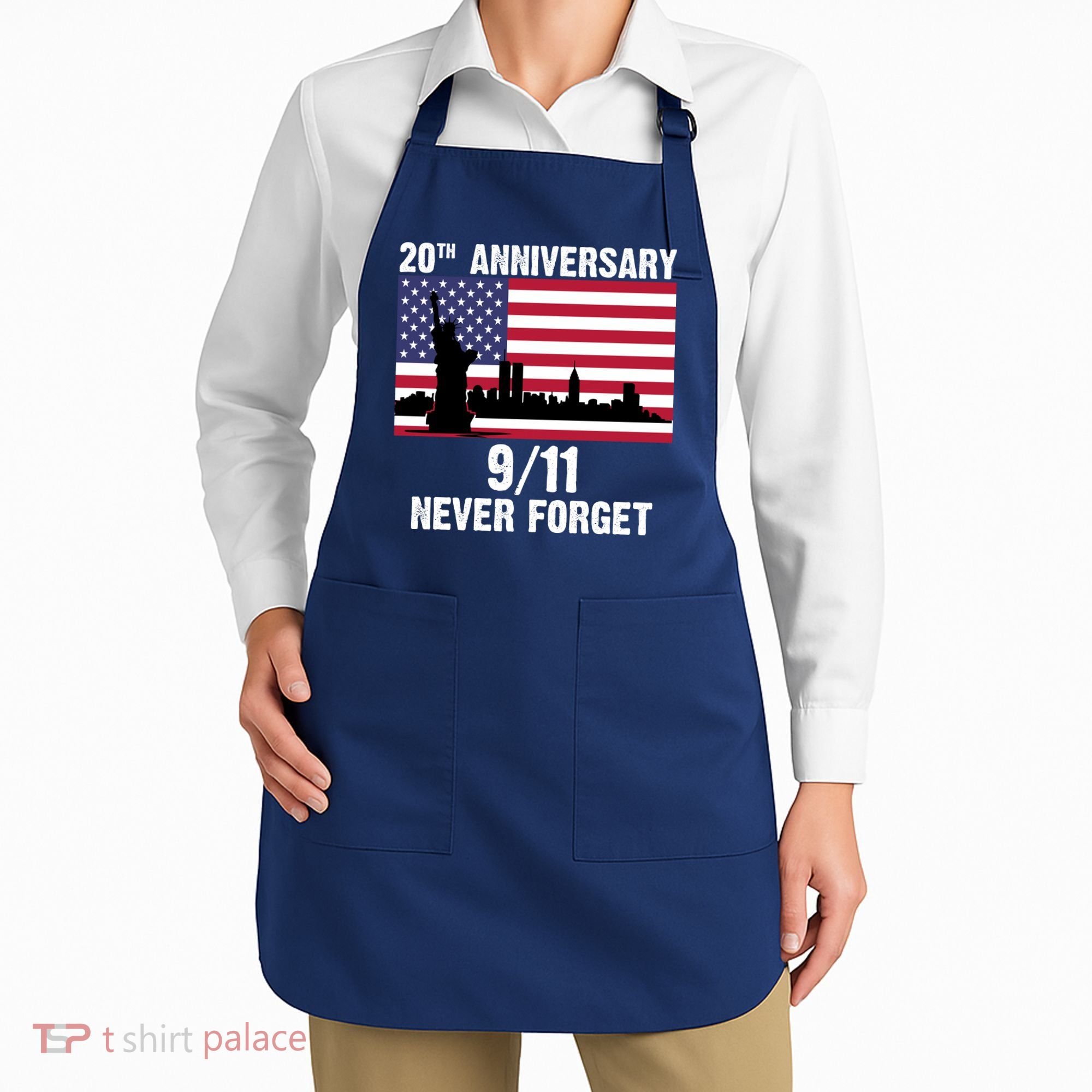 20th Anniversary 9/11 Tribute Never Forget US Flag New York Apron