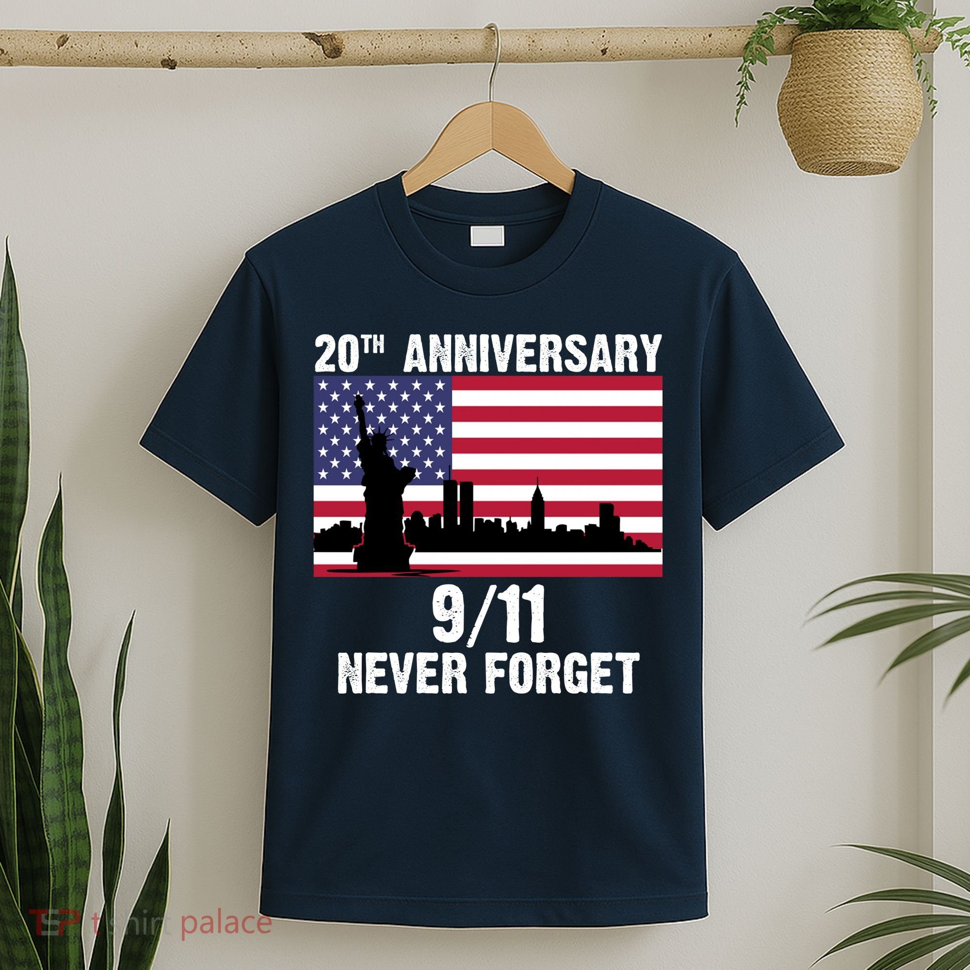20th Anniversary 9/11 Tribute Never Forget US Flag New York T-Shirt