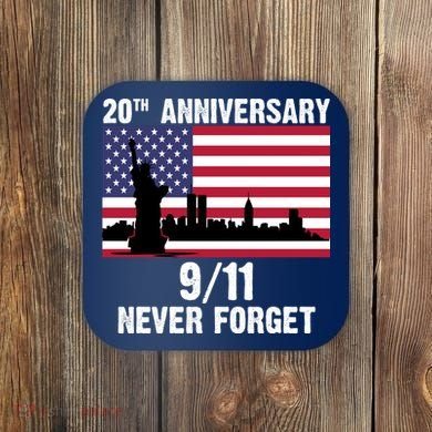 20th Anniversary 9/11 Tribute Never Forget US Flag New York Coaster