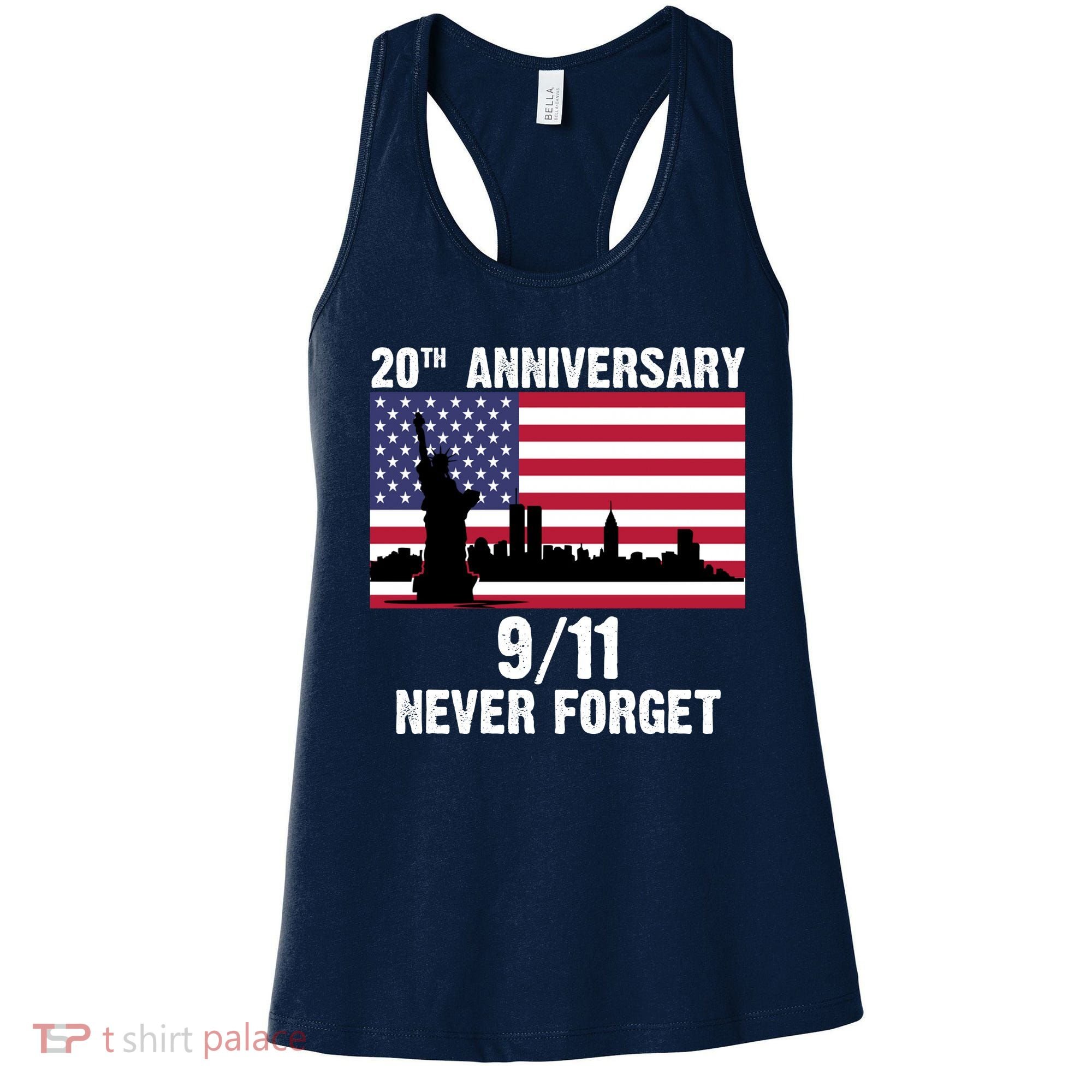 20th Anniversary 9/11 Tribute Never Forget US Flag New York Women's Tank Top
