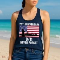 20th Anniversary 9/11 Tribute Never Forget US Flag New York Women's Tank Top thumb 2