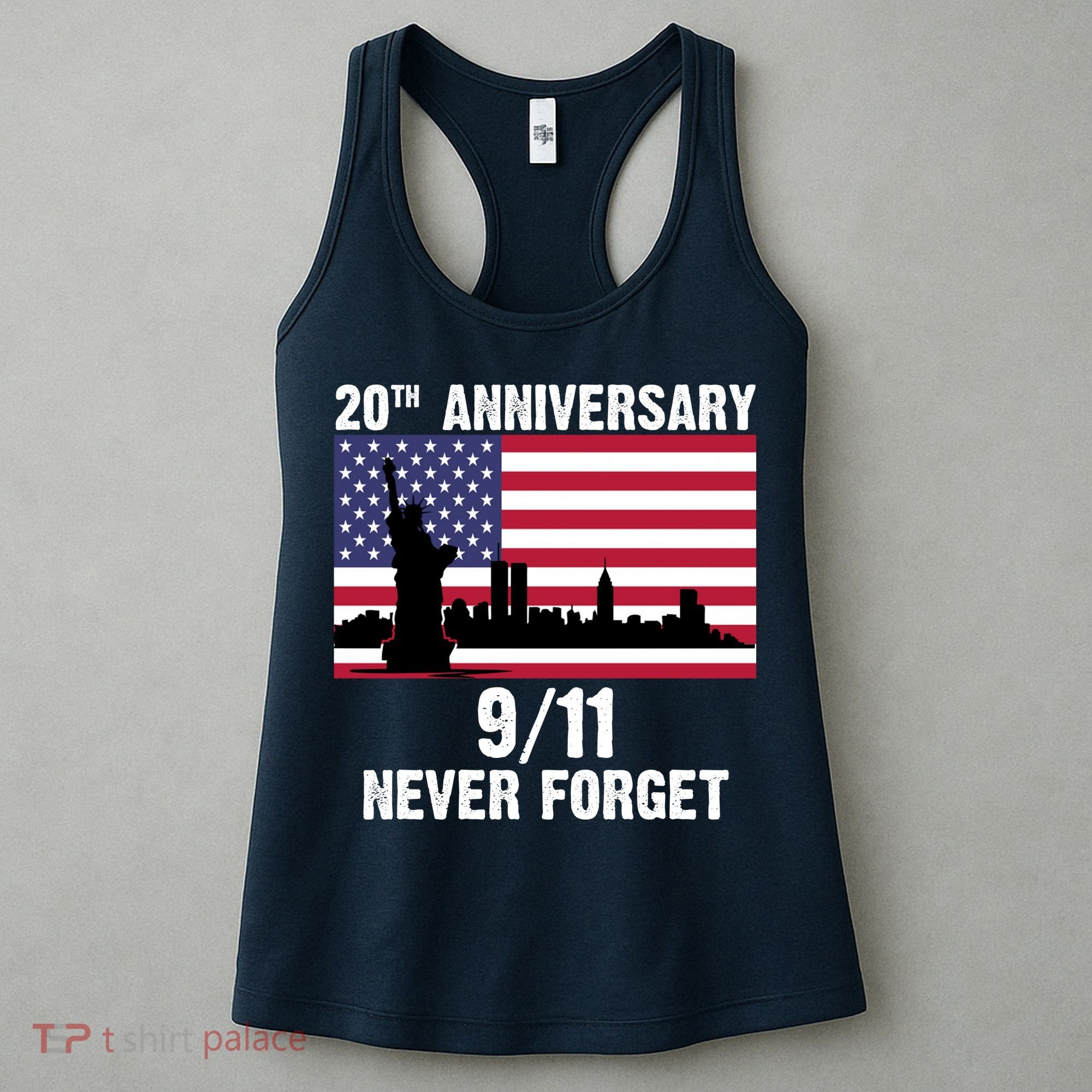 20th Anniversary 9/11 Tribute Never Forget US Flag New York Women's Tank Top