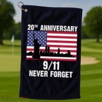 20th Anniversary 9/11 Tribute Never Forget US Flag New York Golf Towel thumb 1