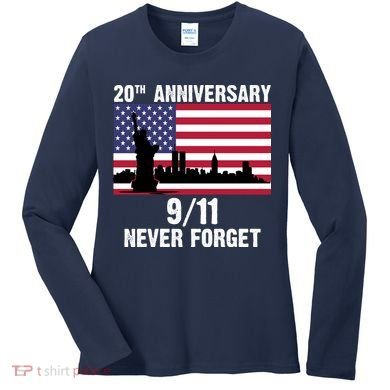 20th Anniversary 9/11 Tribute Never Forget US Flag New York Women's Long Sleeve Shirt