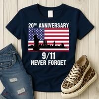 20th Anniversary 9/11 Tribute Never Forget US Flag New York Women's T-Shirt thumb 3