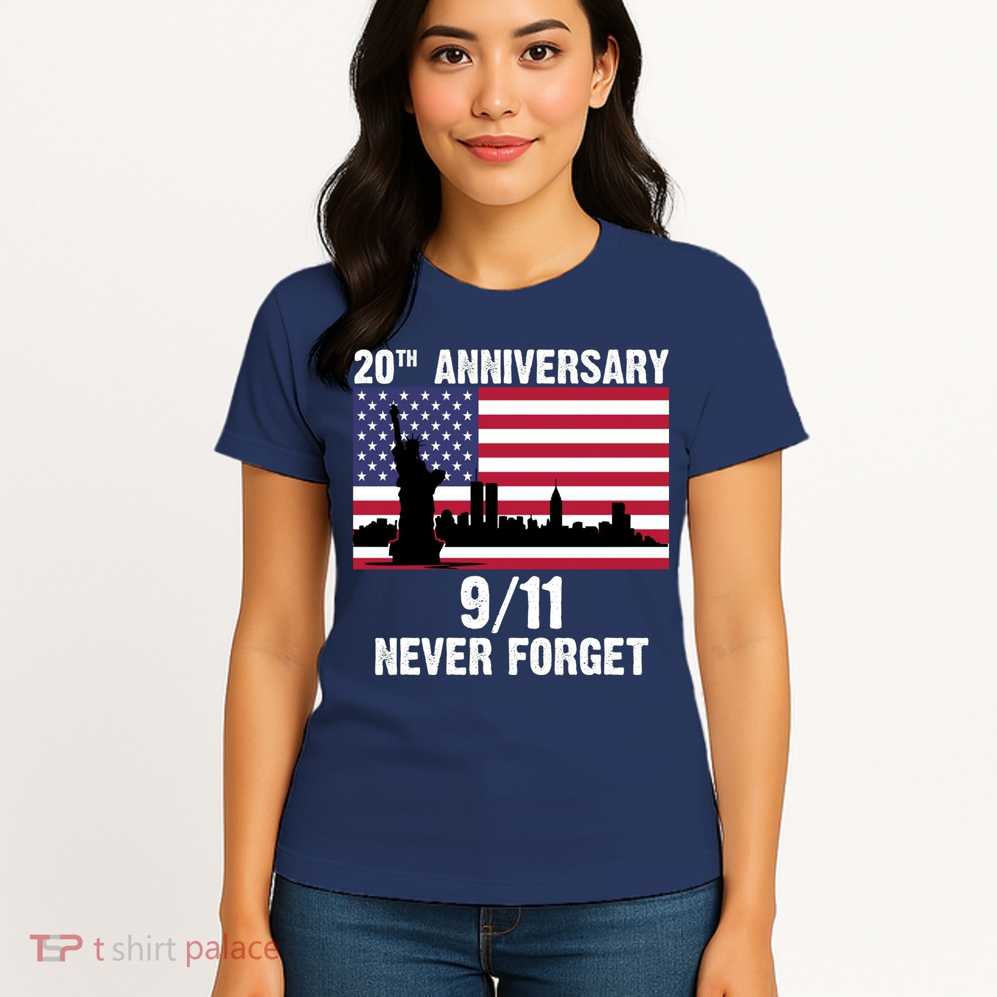 20th Anniversary 9/11 Tribute Never Forget US Flag New York Women's T-Shirt
