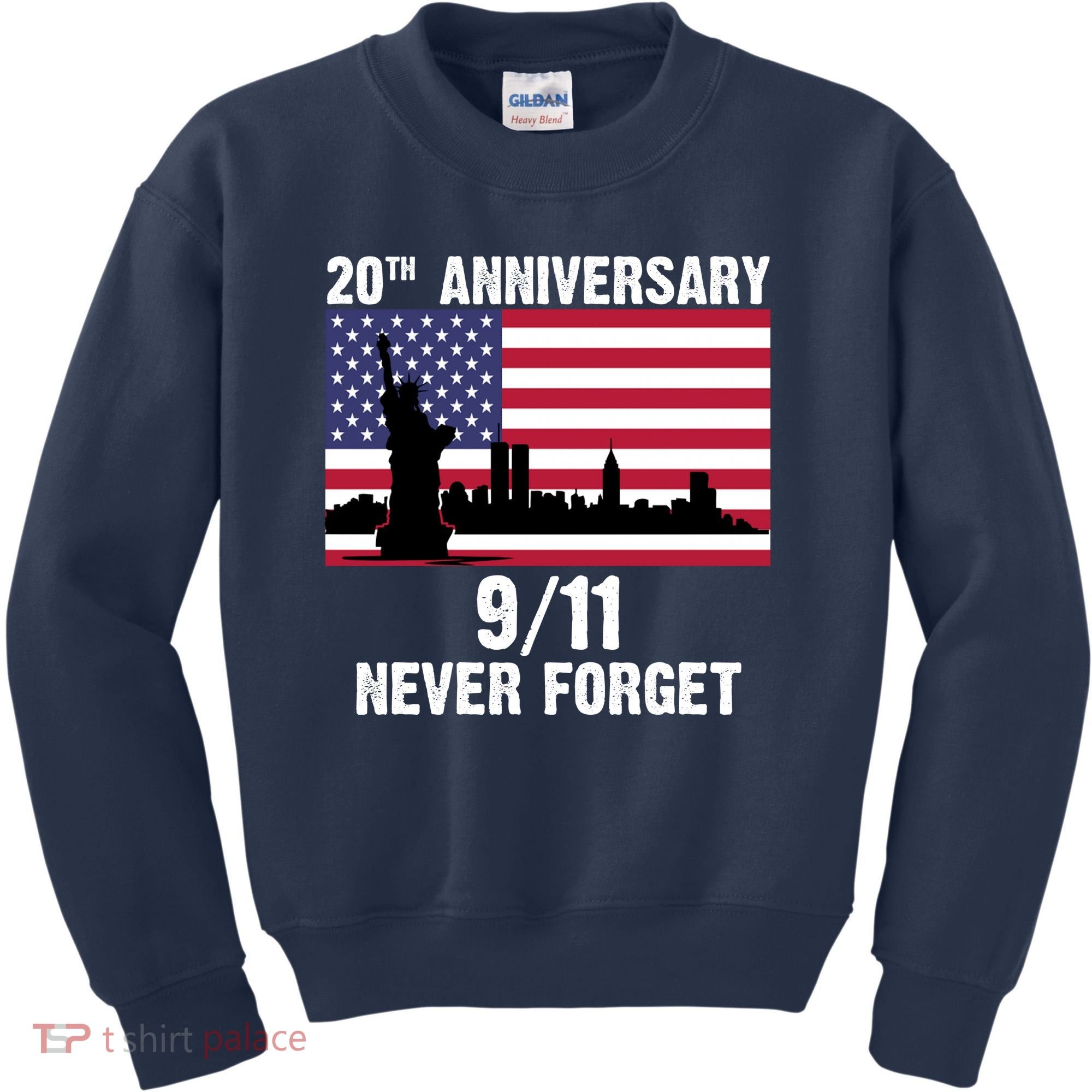 20th Anniversary 9/11 Tribute Never Forget US Flag New York Kids Sweatshirt
