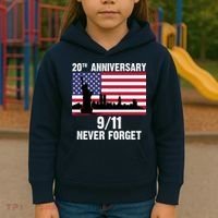 20th Anniversary 9/11 Tribute Never Forget US Flag New York Kids Hoodie thumb 3