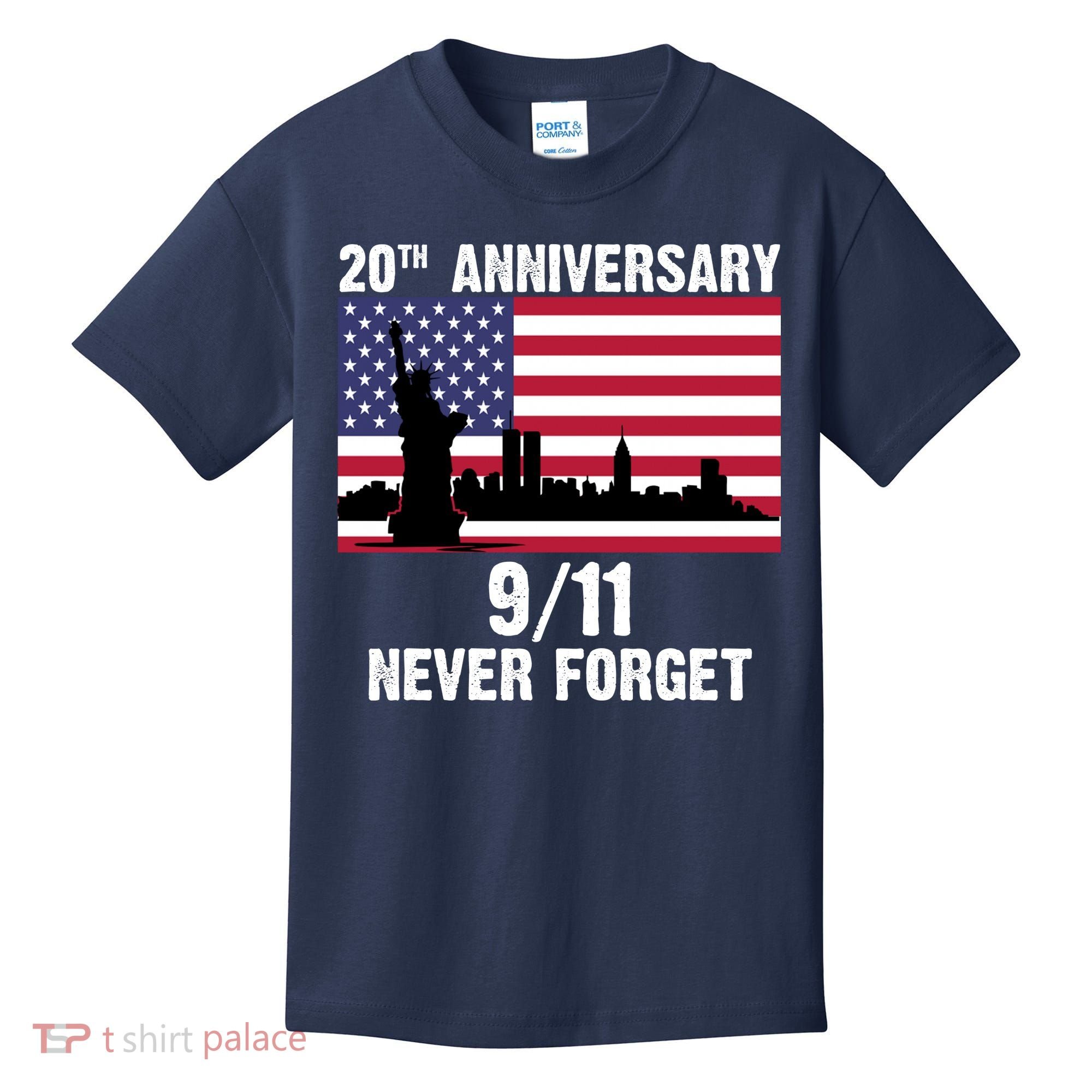 20th Anniversary 9/11 Tribute Never Forget US Flag New York Kids T-Shirt