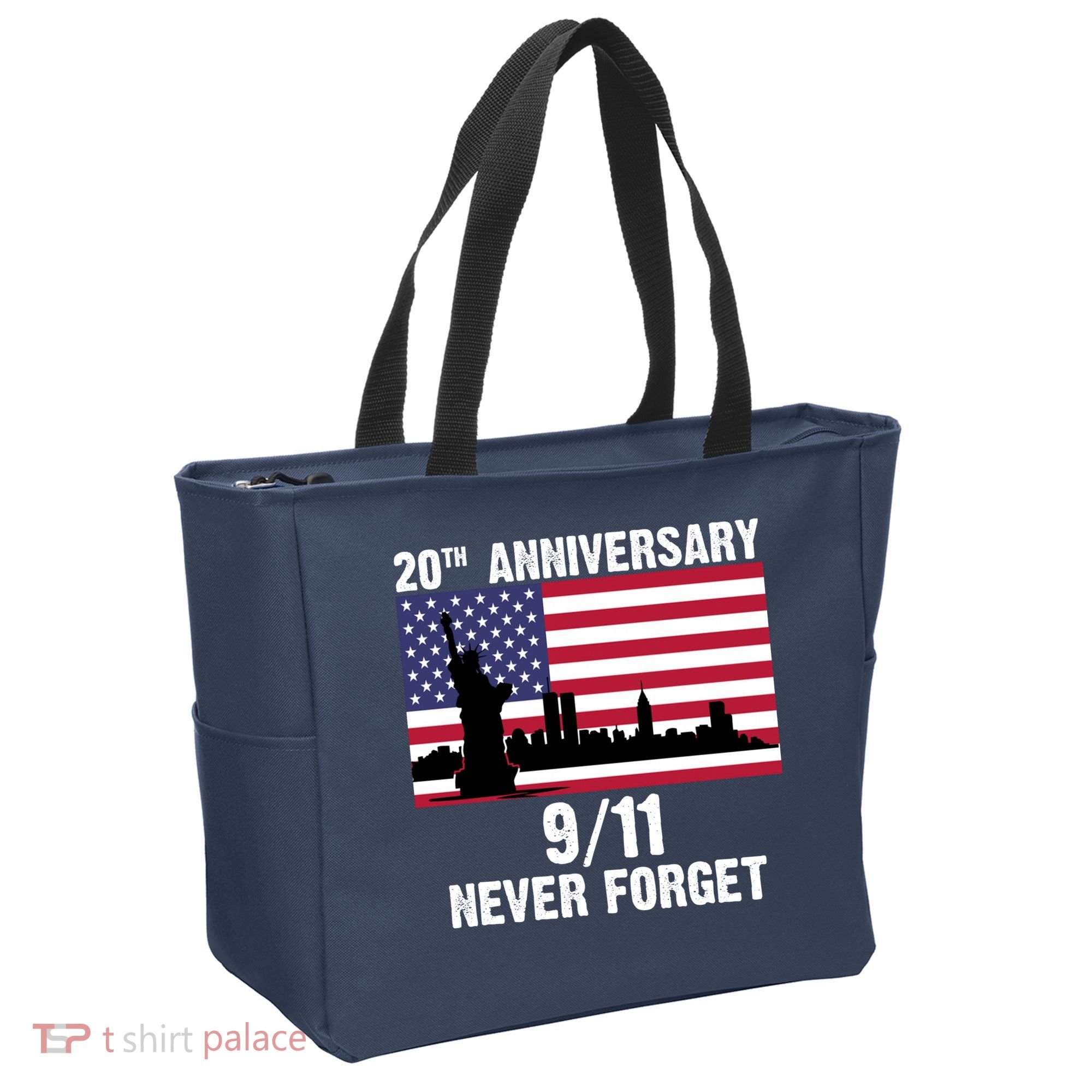 20th Anniversary 9/11 Tribute Never Forget US Flag New York Tote Bag