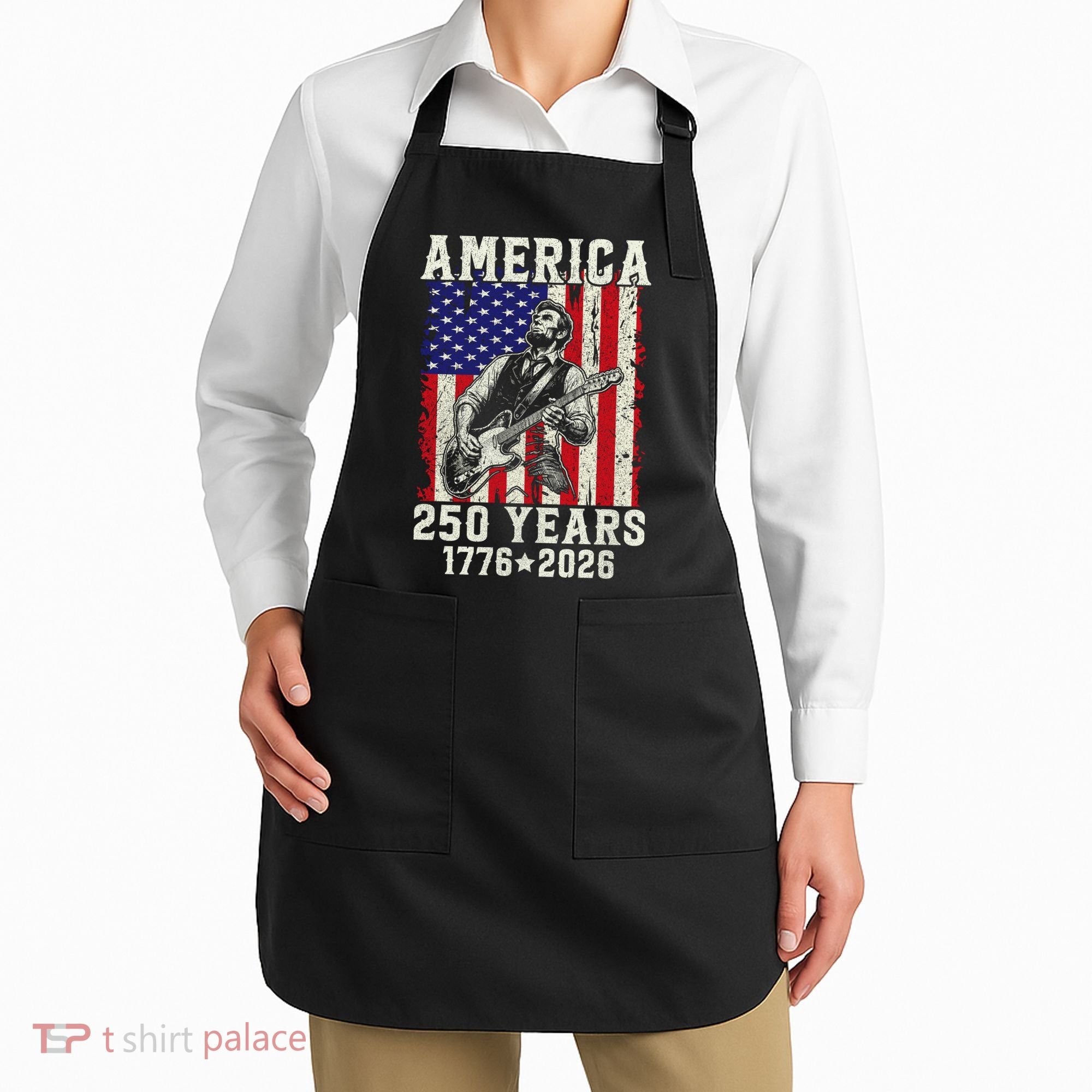 250th Anniversary Abraham Lincoln Guitar 250 Years Birthday Apron