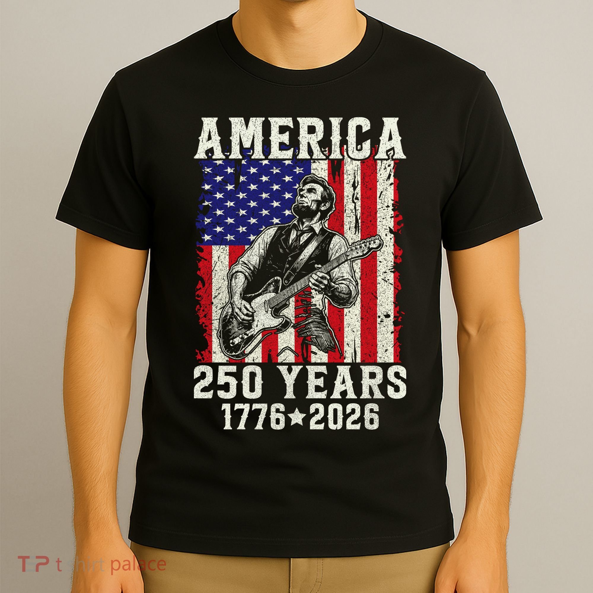250th Anniversary Abraham Lincoln Guitar 250 Years Birthday T-Shirt