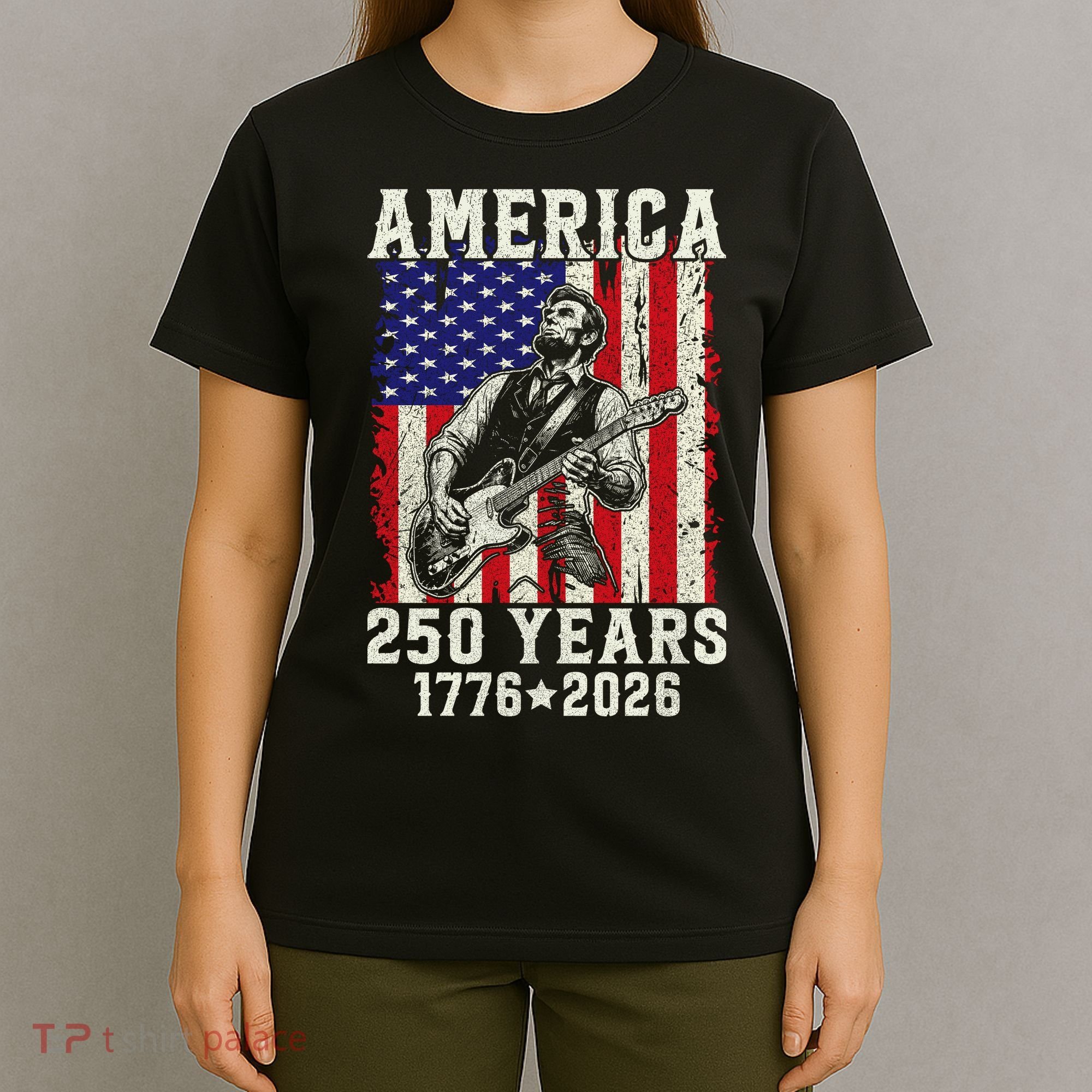 250th Anniversary Abraham Lincoln Guitar 250 Years Birthday T-Shirt