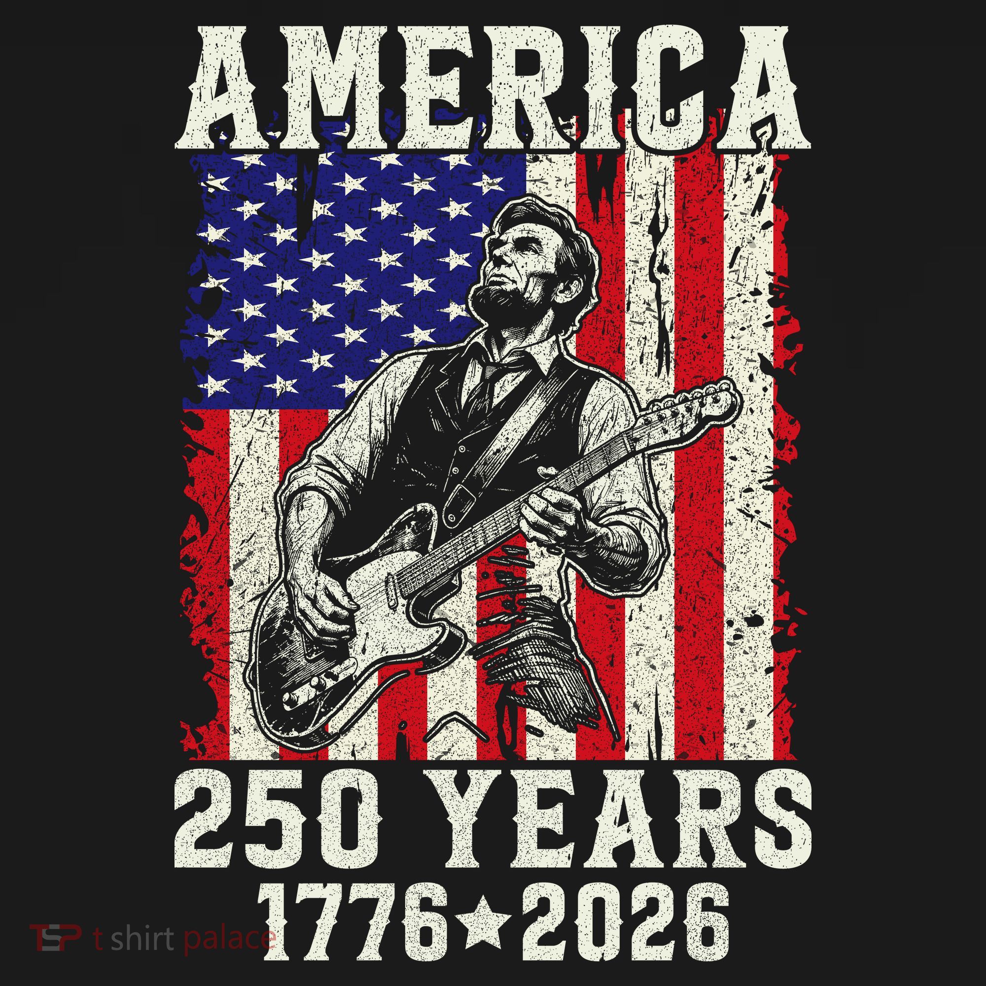 250th Anniversary Abraham Lincoln Guitar 250 Years Birthday Women's Hoodie