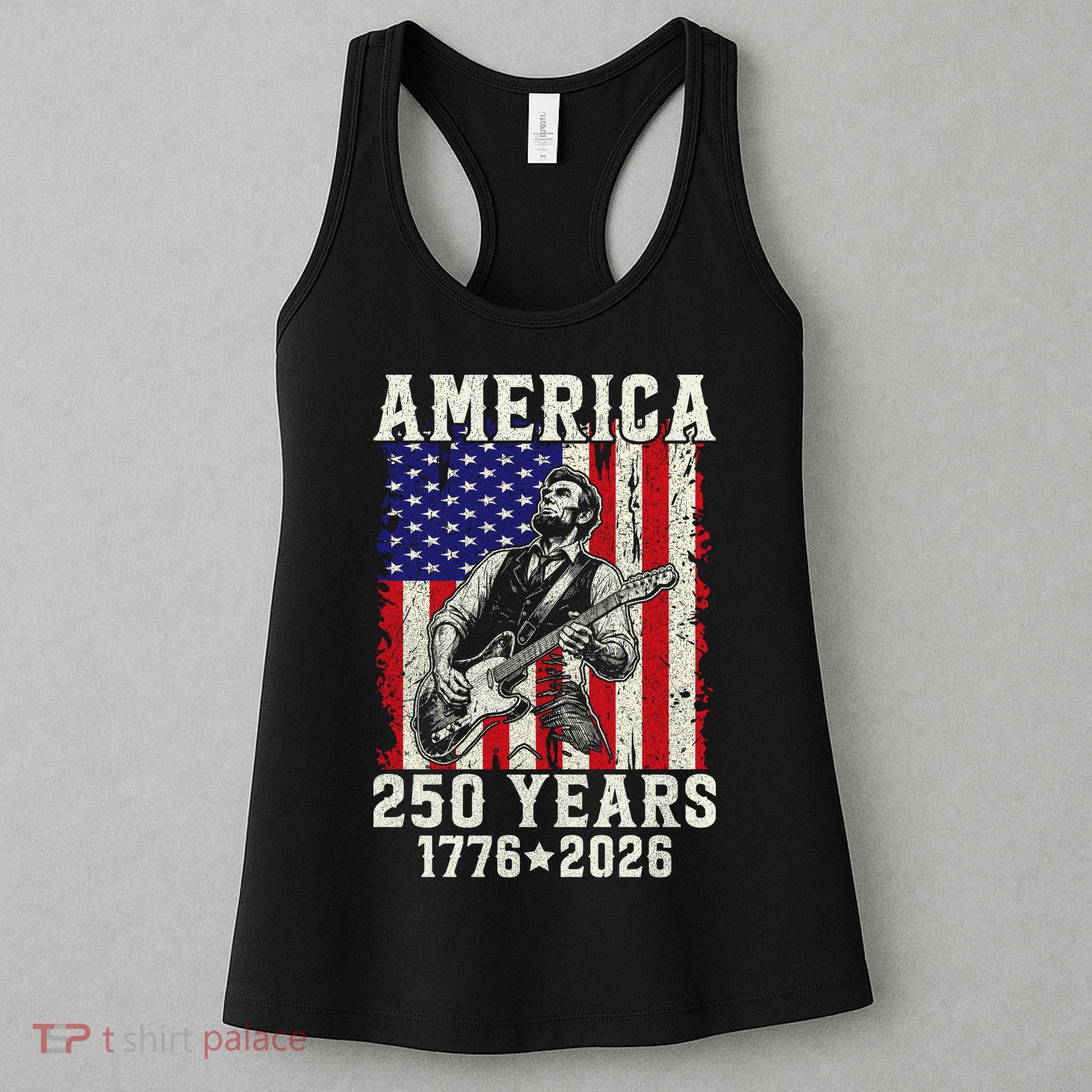 250th Anniversary Abraham Lincoln Guitar 250 Years Birthday Women's Tank Top