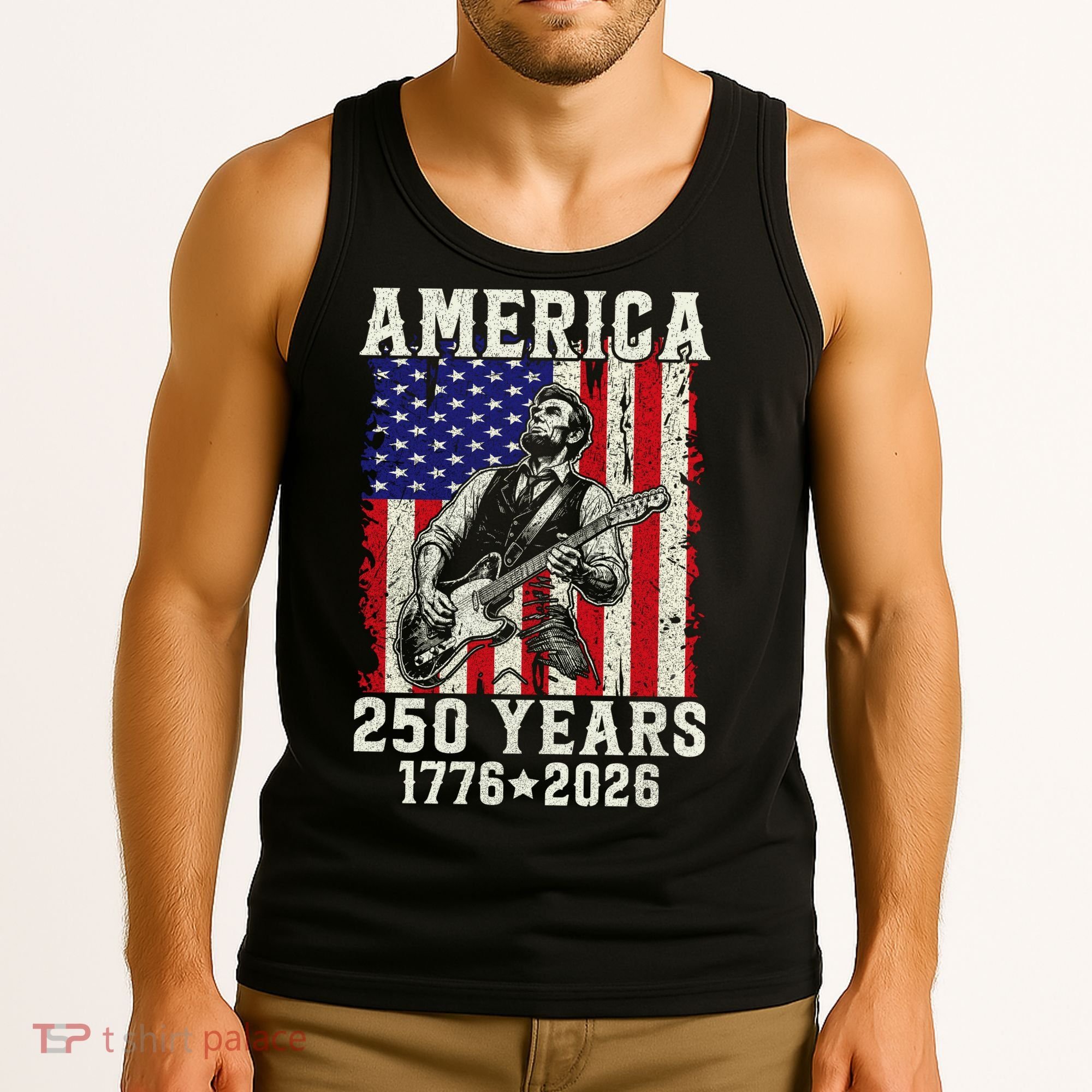 250th Anniversary Abraham Lincoln Guitar 250 Years Birthday Tank Top