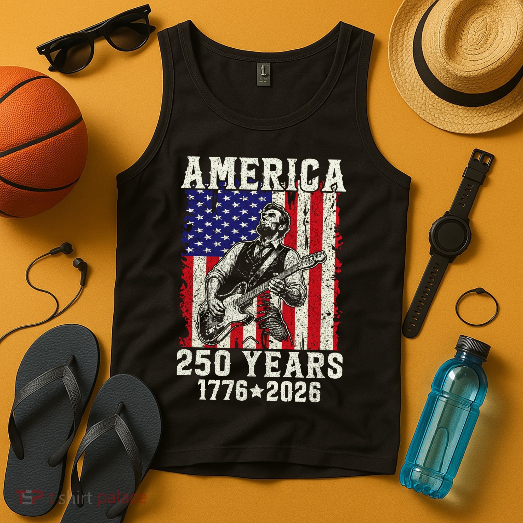 250th Anniversary Abraham Lincoln Guitar 250 Years Birthday Tank Top