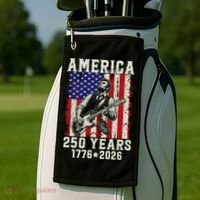 250th Anniversary Abraham Lincoln Guitar 250 Years Birthday Golf Towel thumb 2