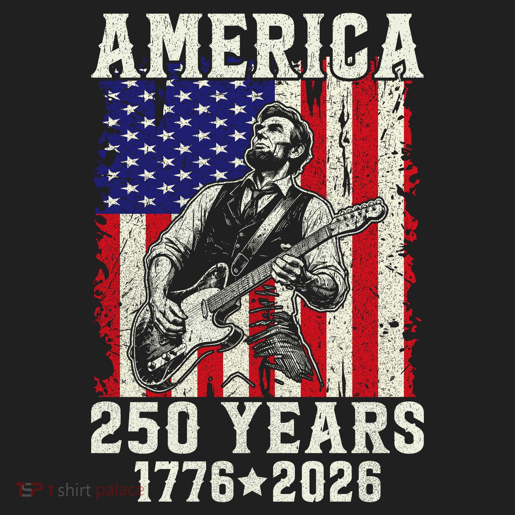 250th Anniversary Abraham Lincoln Guitar 250 Years Birthday Golf Towel