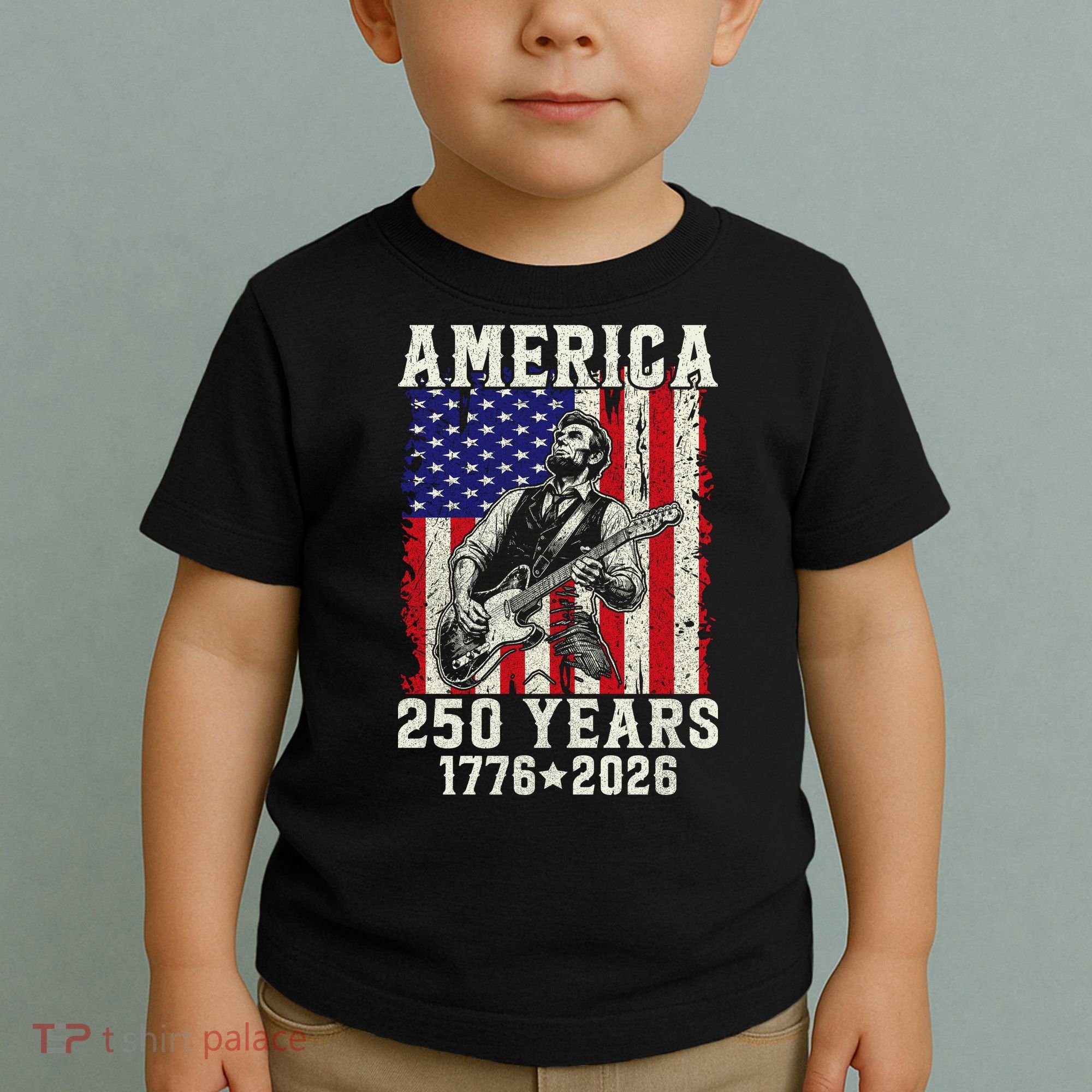 250th Anniversary Abraham Lincoln Guitar 250 Years Birthday Toddler T-Shirt
